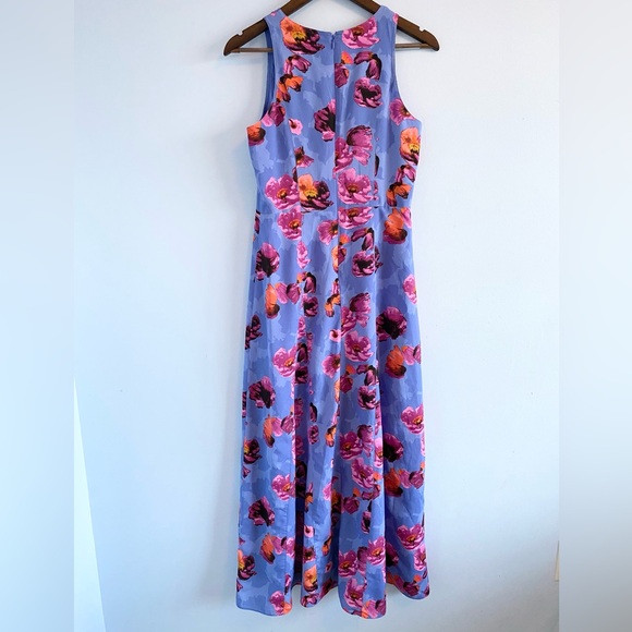Banana Republic Blue and Purple Floral Contrast Stitch Maxi Dress Size 4 - Picture 4 of 8